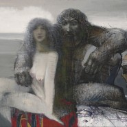 Дмитрий Иконников. Сидящие на камнях.2005-2013.Бумага на холсте, смешанная техника.107х150