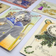 Выставка старинных рукописных новогодних открыток фотографии