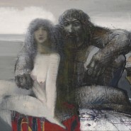 Дмитрий Иконников. Сидящие на камнях.2005-2013.Бумага на холсте, смешанная техника.107х150