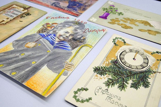 Выставка старинных рукописных новогодних открыток