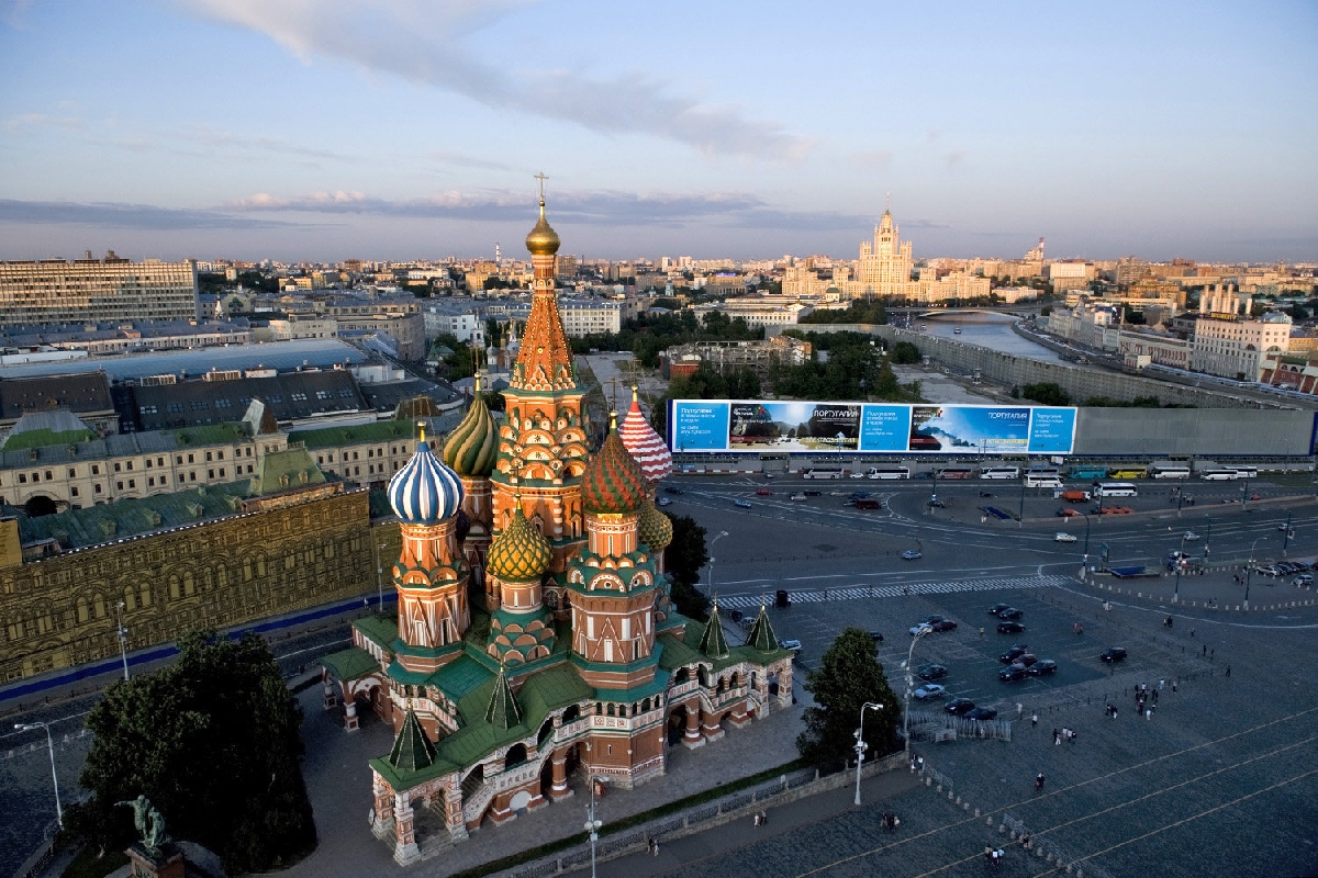 Собор Василия Блаженного в Москве сверху